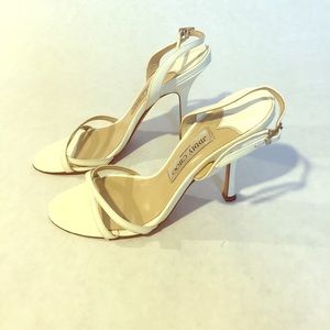 Jimmy Choo White Kitten Heel Sandals